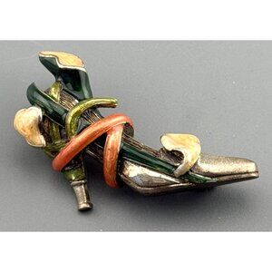 Vintage KJL Kenneth Jay Lane Brooch High Heel Shoe Sterling Silver Enamel 10g